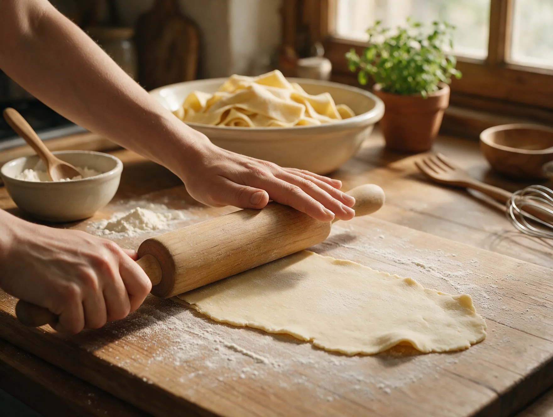 Pasta being made