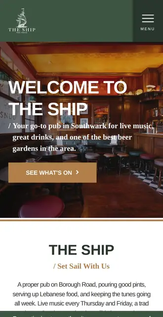 theshipsouthwark.co.uk today, on a phone