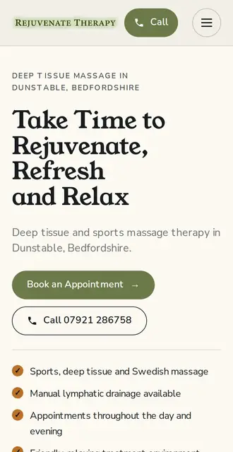 rejuvenatemassage.co.uk, our Version A