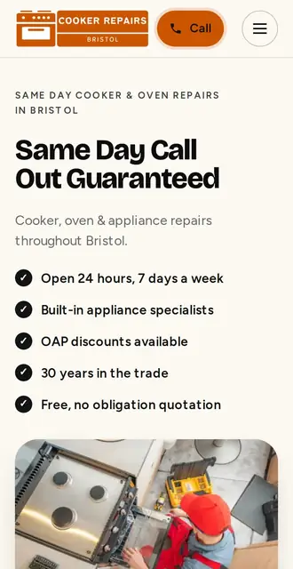cooker-repairsbristol.co.uk, our Version A
