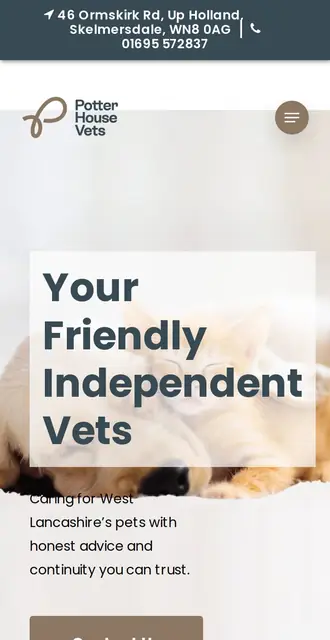 potterhousevets.co.uk today, on a phone
