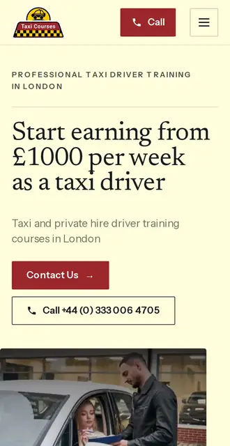 taxicourses.uk, our Version B