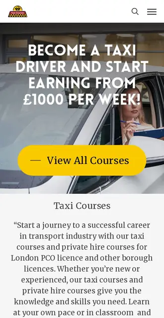 taxicourses.uk today, on a phone