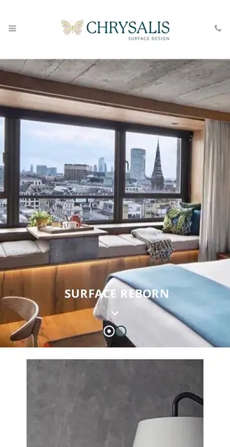 chrysalissurface.co.uk today, on a phone
