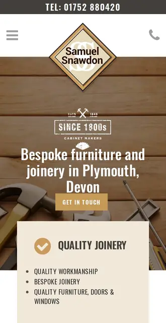samuelsnawdon.co.uk today, on a phone