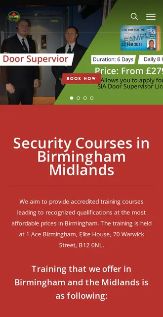 1acebirmingham.co.uk today, on a phone