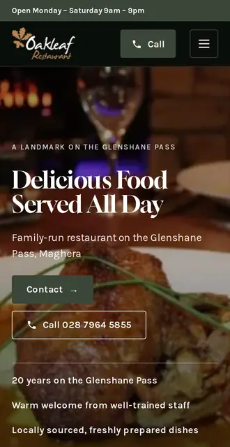 oakleafrestaurant.co.uk, our Version A
