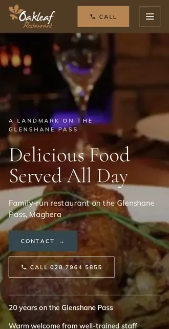 oakleafrestaurant.co.uk, our Version B