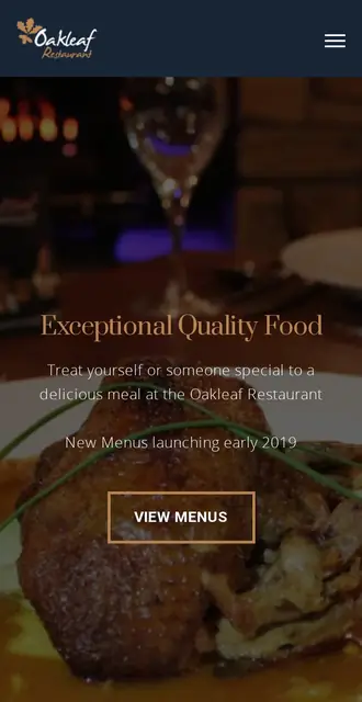oakleafrestaurant.co.uk today, on a phone